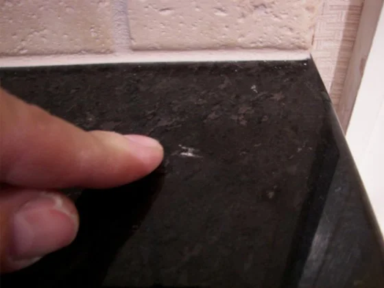 Chipped granite countertop